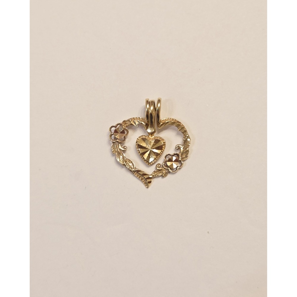 Vintage 14k Gold Beverly Hills Gold Company 2 Piece Hinge Heart Pendant